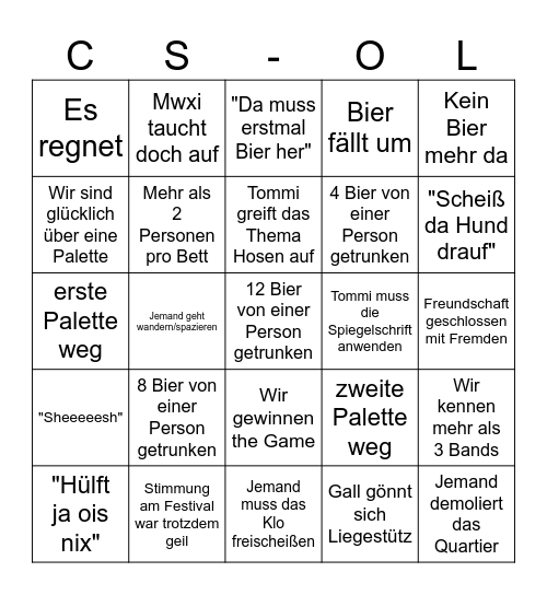 CS-OL Bingo Card