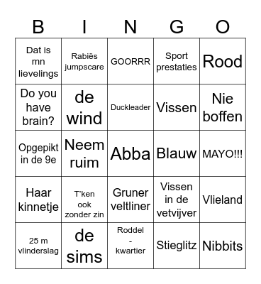 Flirty Floor's Bingo Card