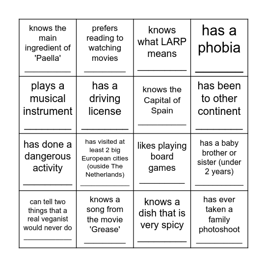 Find someone who... Bingo Card