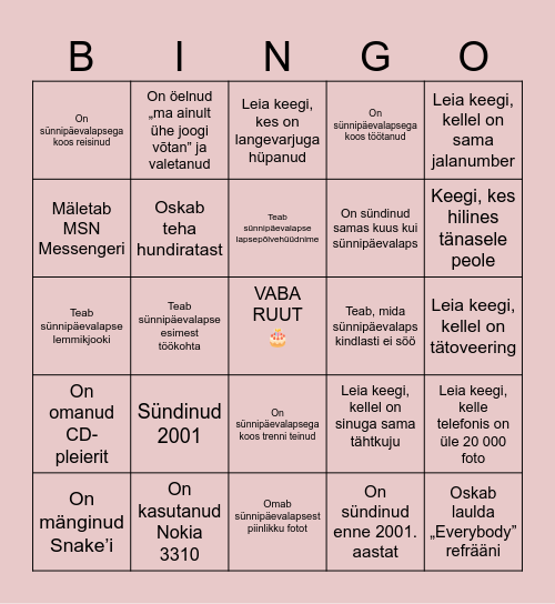 Irxi sünna Bingo Card