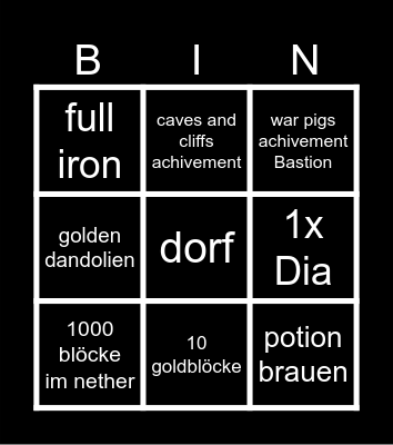 minecraft Bingo Card