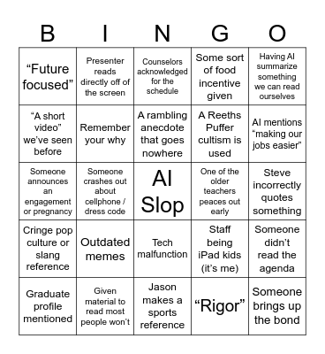 2026 PD Bingo Card