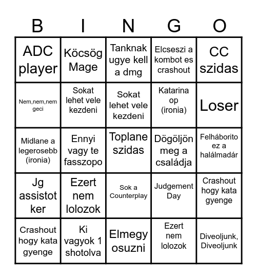 Sipos lolozik Bingo Card