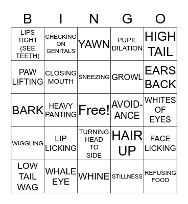 BODY LANGUAGE BINGO Card