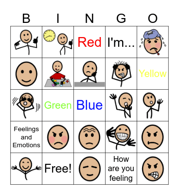 Zones of Regulation Bingo Card