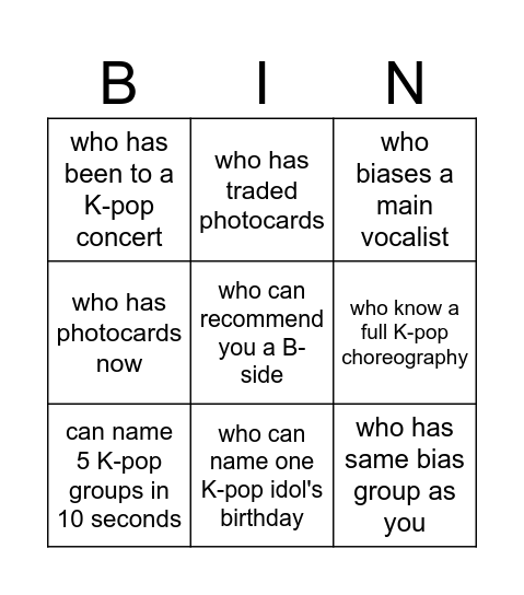 Find someone... Bingo Card