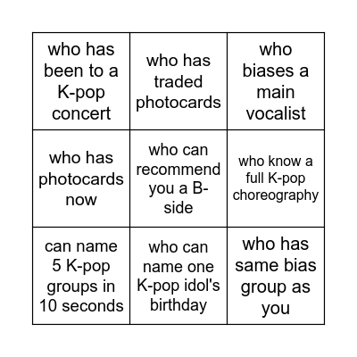 Find someone... Bingo Card