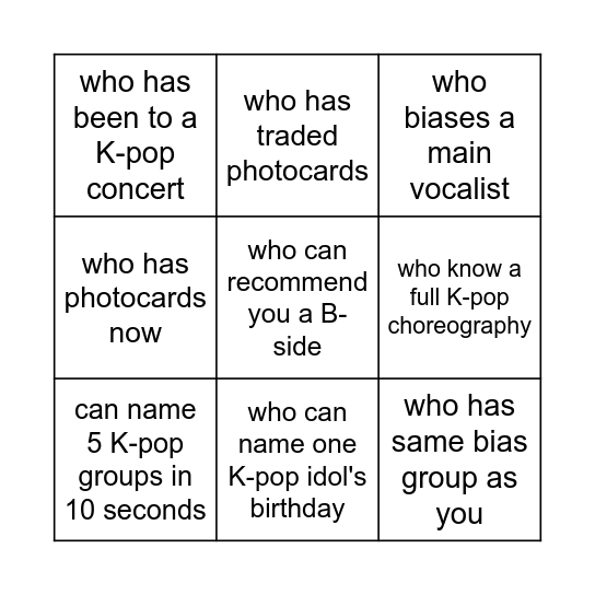 Find someone... Bingo Card