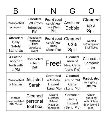 TSW 2026 Bingo Card