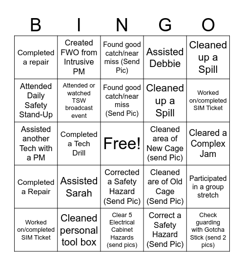 TSW 2026 Bingo Card