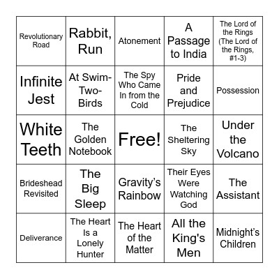 Book Bingo Card
