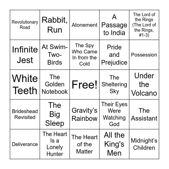 Book Bingo Card