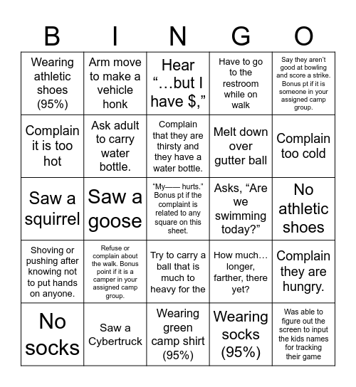And They Walked Bingo Card