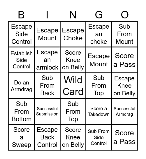 White Belt Bingo Card