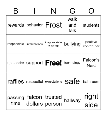 PBIS BINGO! Bingo Card