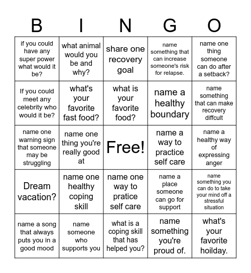 Group Bingo Card