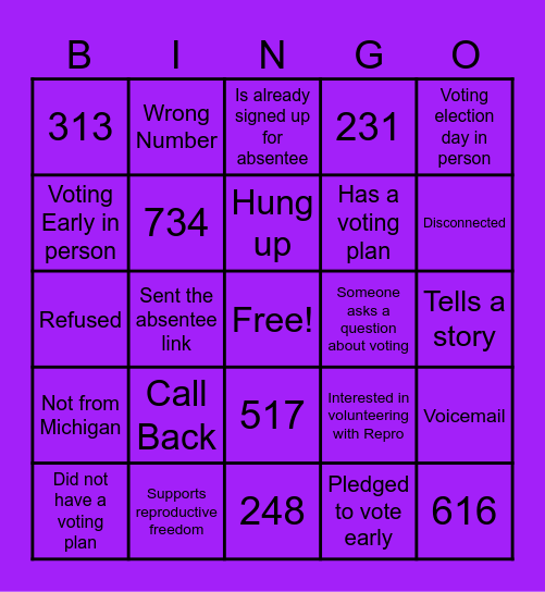 REPRO GOTV BINGO! Bingo Card
