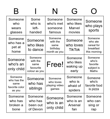 Human Bingo Card