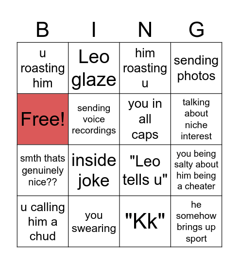Lerik bingo Card