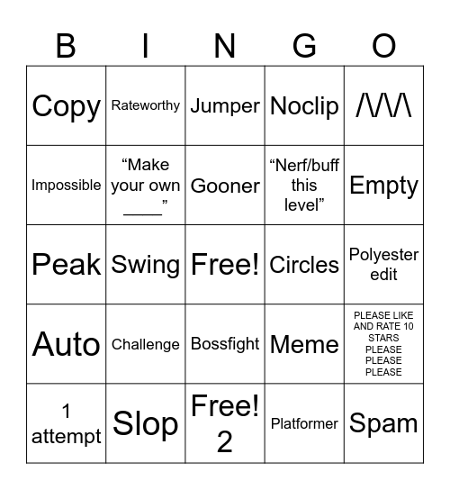 Recent tab bingo Card