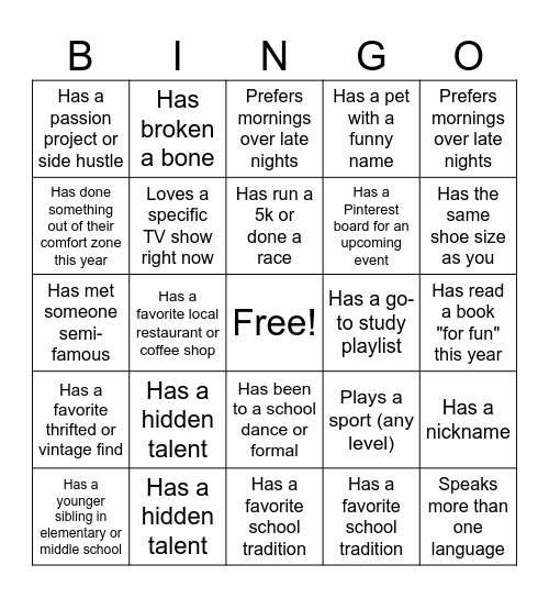 Untitled Bingo Card