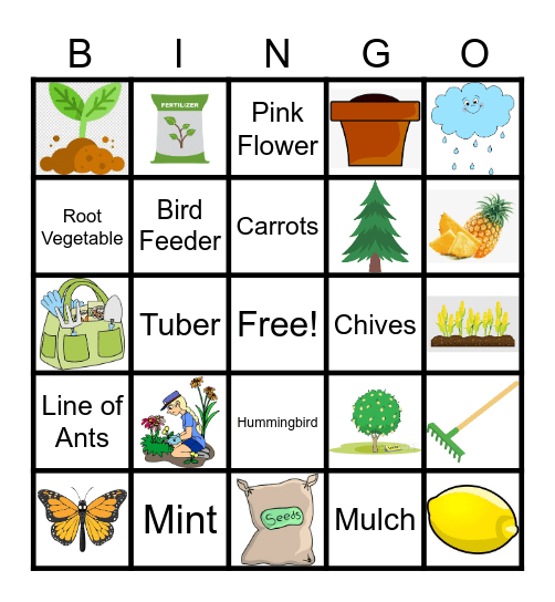 Garden Tour Bingo Card