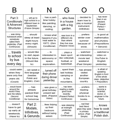 revision Bingo Card