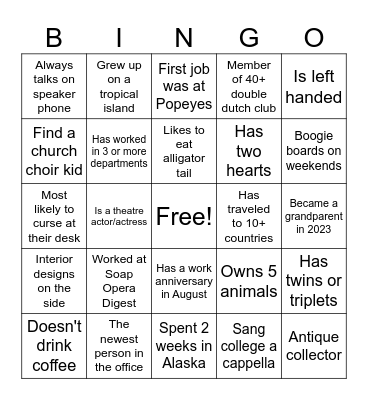 BINGO: ON THE RECORD Bingo Card