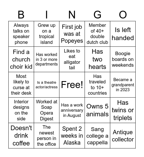 BINGO: ON THE RECORD Bingo Card