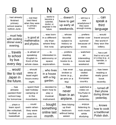 revision Bingo Card