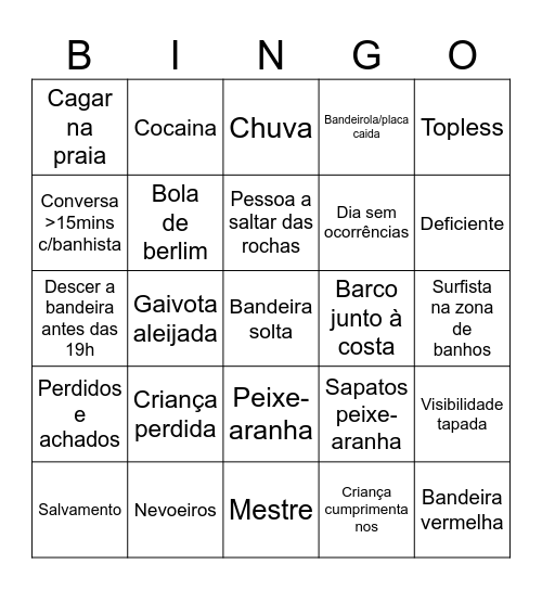 Bingo da malta Bingo Card