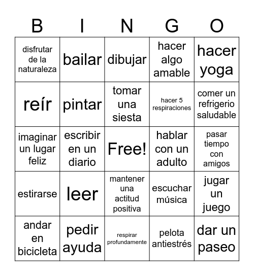 Stress Management BINGO! Bingo Card