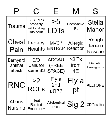 A Shift Bingo 8/19-8/20 Bingo Card