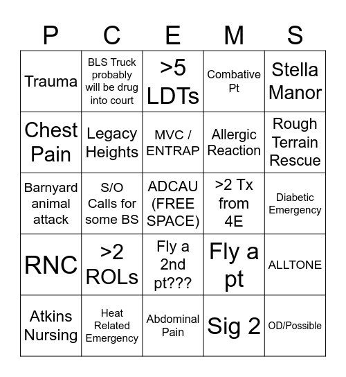A Shift Bingo 8/19-8/20 Bingo Card
