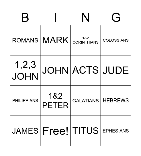 BIBLE BINGO Card