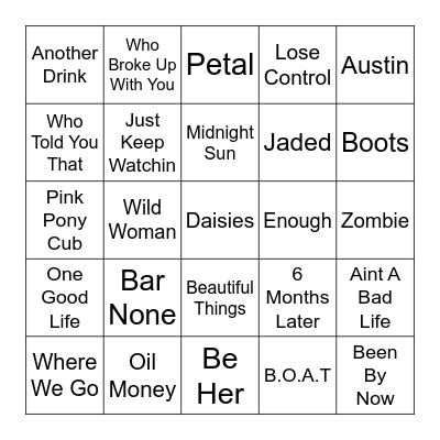 2026 music bingo Card
