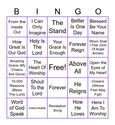 THROWBACK WORSHIP Bingo Card