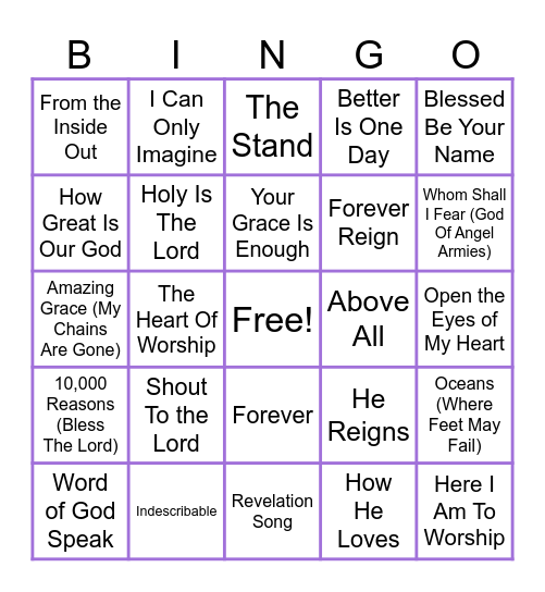 THROWBACK WORSHIP Bingo Card