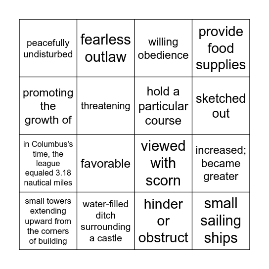 Vocab Test 2 - Kinsley Bingo Card