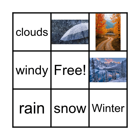 What's the weather like? Bingo Card