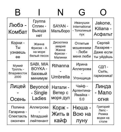 Держи очи (2 раунд) Bingo Card
