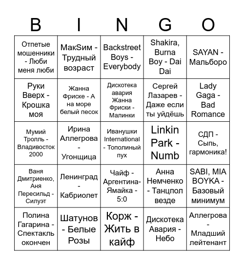 Держи очи (2 раунд) Bingo Card