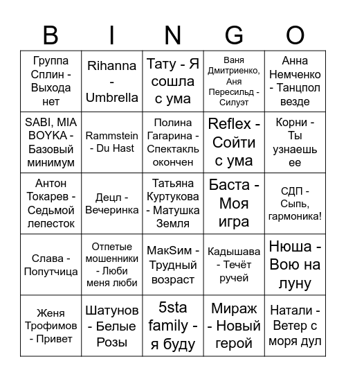 Держи очи (2 раунд) Bingo Card
