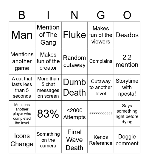 npesta bingo Card