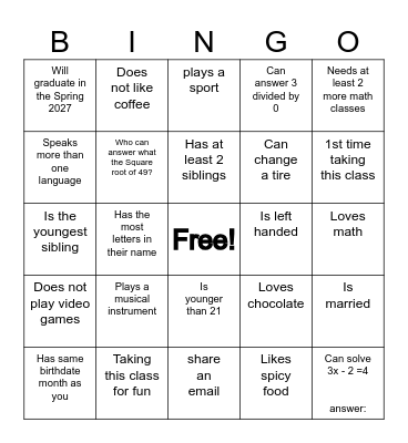 SMILE! Bingo Card