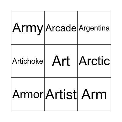 /ar/ Bingo Card