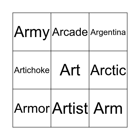 /ar/ Bingo Card