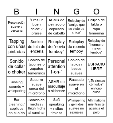 asmr bingo Card