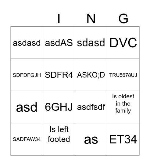 Shimon Bar Mitzvah Bingo Card