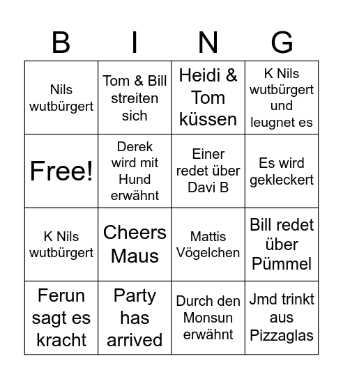 Kaulitz Bingo Card